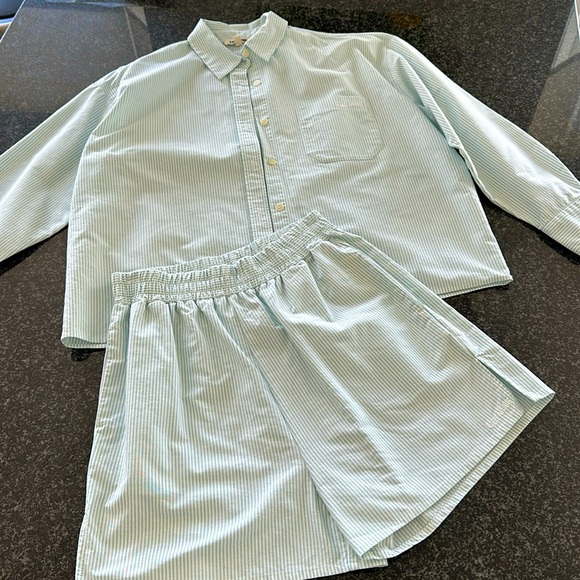 Djerf Avenue Other - Djerf Avenue Short Set Size Small. Striped Oxford Cloth in mint green and white.